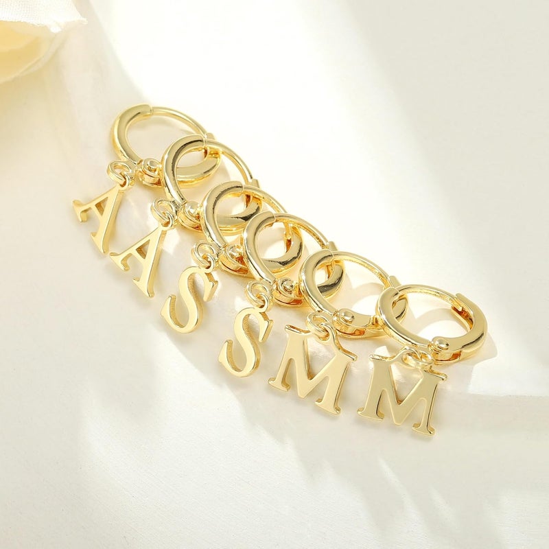 IEFWELL Earring for Teen Girls - Initial Hoop Earrings, Hypoallergenic Small 14K Gold Plated Huggie Hoop Earring, Dangle Earrings for Women Girls Jewelry Gifts for Women Mom - Image 5